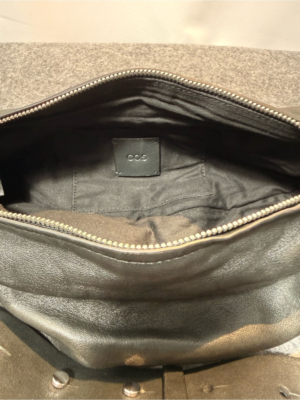 COS Black Leather Crescent Sling Crossbody Shoulder Bag - Picture 8 of 14
